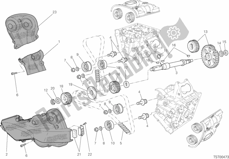 All parts for the Timing Belt of the Ducati Multistrada 1200 S Pikes Peak 2013